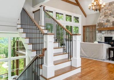 Three story open staircase