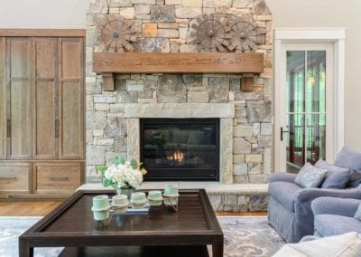 Stone fireplace