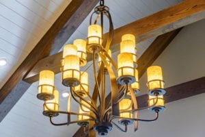 Large chandelier matching pendant lighting