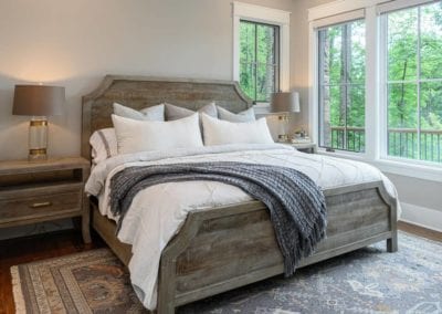 brightly sunlit bedroom