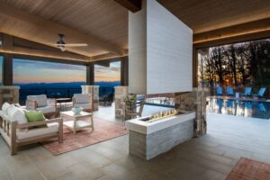 Another balcony at The Sennett Residence, offering a peaceful retreat with panoramic mountain views.