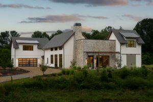 Exterior View of Brush Creek English Modern Home in Asheville with Rustic Elegance and Sustainable Design
