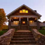 Exterior lighting, stone stairs, The Settings of Black Mountain