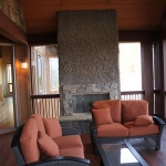 stone exterior fireplace
