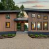 Exterior of Moody Modern Mountain Home with Vaulted Ceilings, Hickory Wood Floors, and Custom White Oak Staircase
