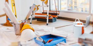 Construction supplies on a table.